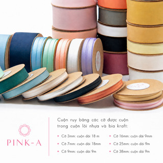 *(SET 2M/CUỘN 9M) Ruy băng lụa mờ Hàn Quốc cao cấp CỠ 16MM làm nơ, trang trí DIY, decor, gói quà, gói hoa, phụ kiện may