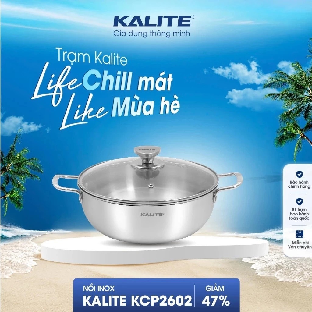 Nồi inox liền khối cao cấp đa năng KALITE KCP2602 26cm | Xoong inox 304 bền bỉ dùng mọi loại bếp