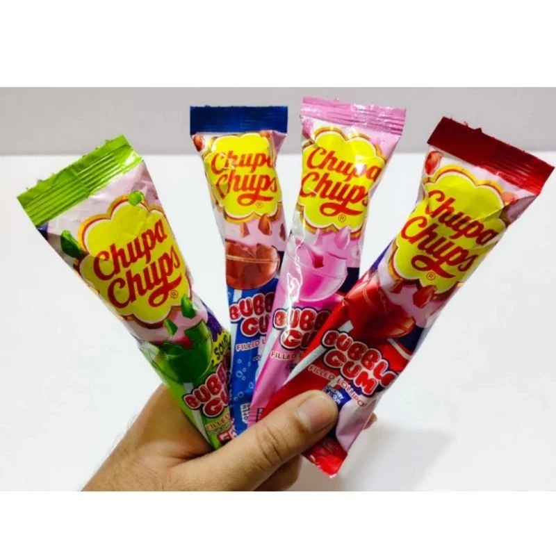 Bịch 36 que Kẹo mút Chupa Chups nhân gum thổi Big Babol vị Cola, Việt quất, Dâu