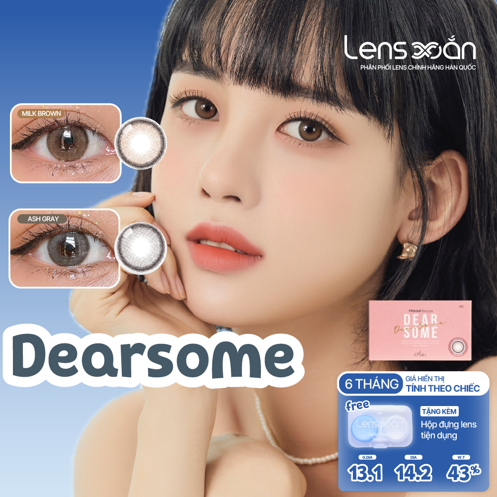 Kính áp tròng cận 6 tháng LENS XOẮN lens tây viền nhẹ sáng mắt cấp ẩm cao OLOLA DEARSOME