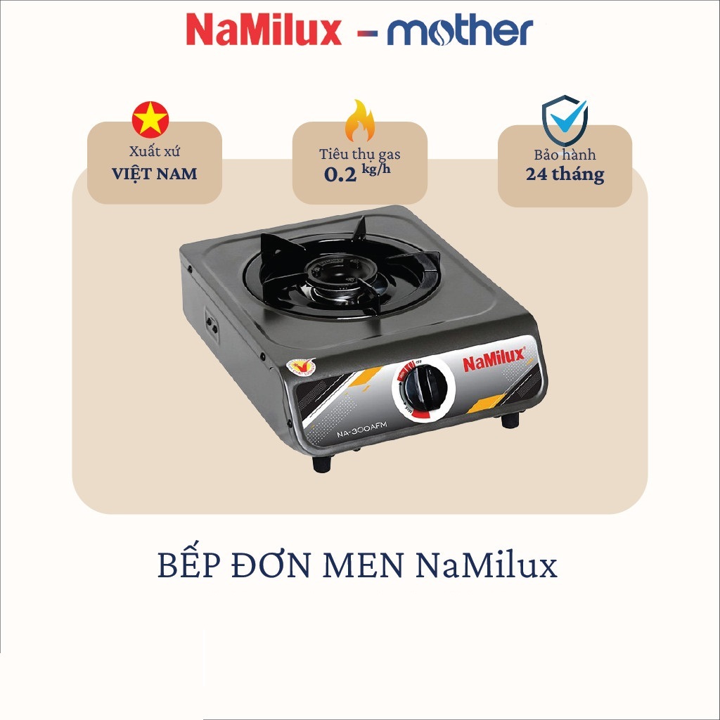Bếp gas đơn Namilux NA-300A(SM) - Mặt inox trắng, tiết kiệm gas, dễ dàng vệ sinh