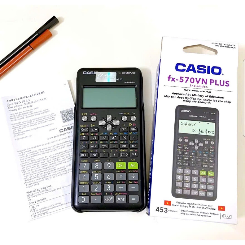 Máy Tính Học Sin CASIO FX570vn - Plus/ 453 Chức Năng Phù Hợp Cho Các Bạn Cấp 2 ,3 Bảo Hành 2 Năm
