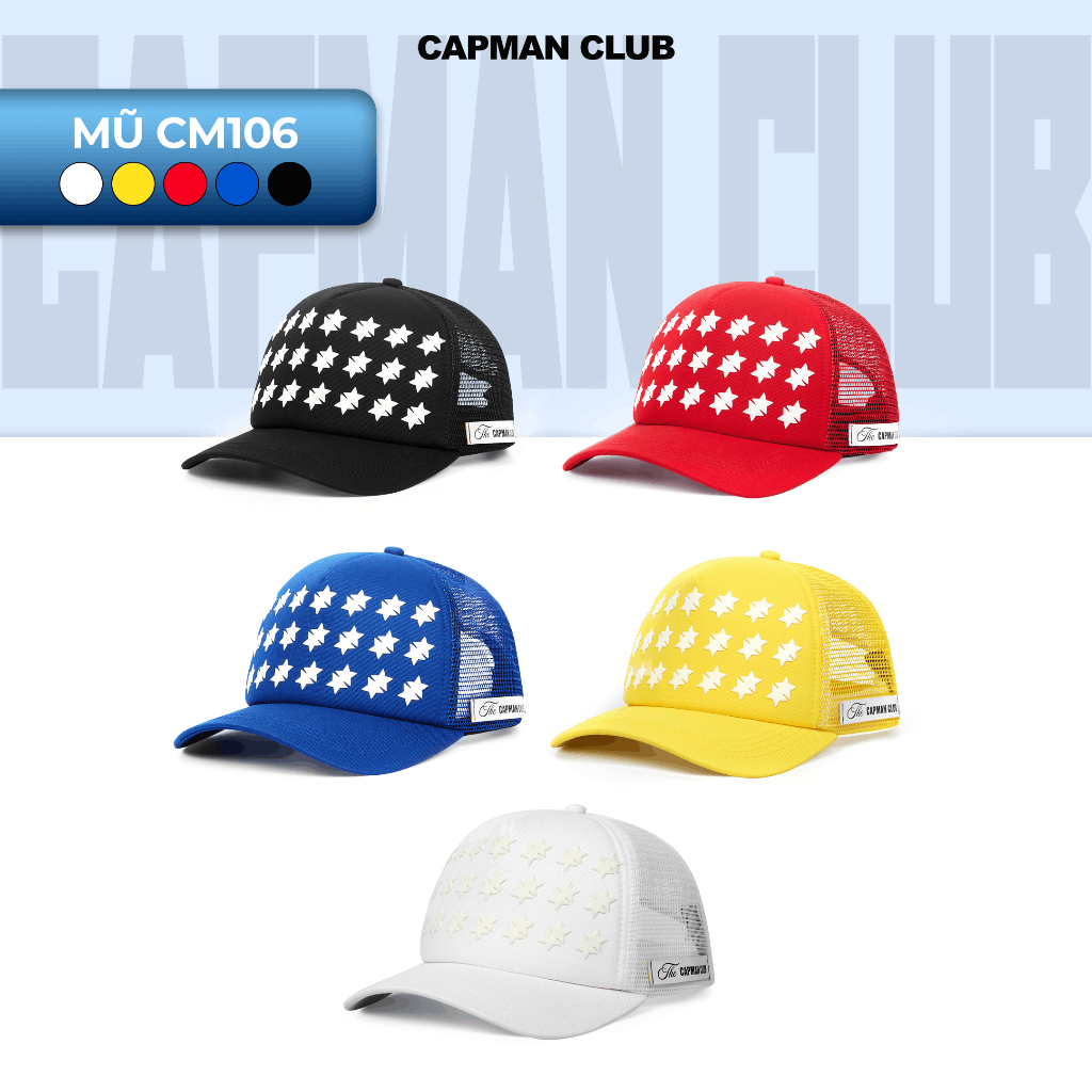 Mũ lưỡi trai nam nữ in ngôi sao CM106, nón kết lưỡi trai unisex đủ màu CAPMAN CLUB dễ phối đồ
