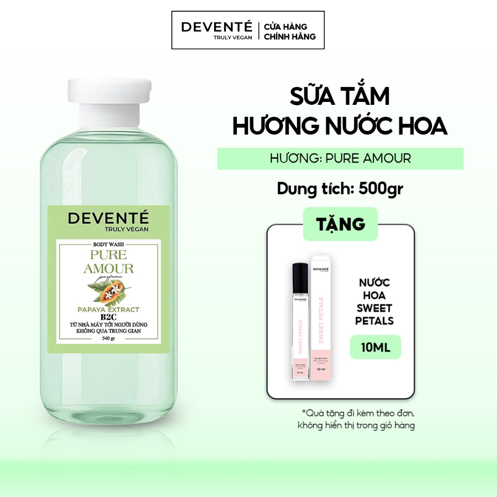 [NEW] Sữa Tắm Nước Hoa DEVENTE Hương Thơm Ngọt Ngào, Dưỡng Ẩm và Lưu Hương Lâu 540g
