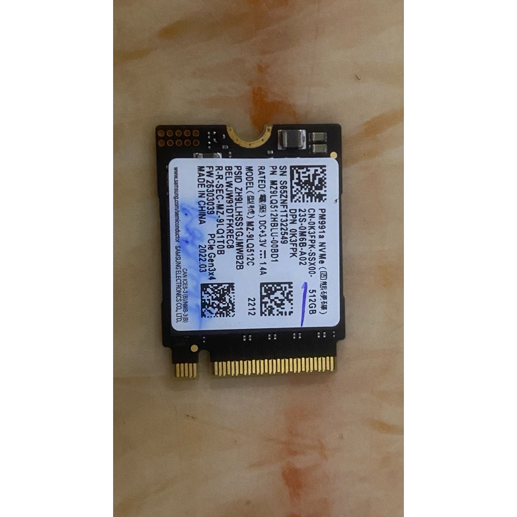 Chính hãng SSD Samsung PM991a NVMe PCIe Gen3 x4 M.2 2230 512GBo