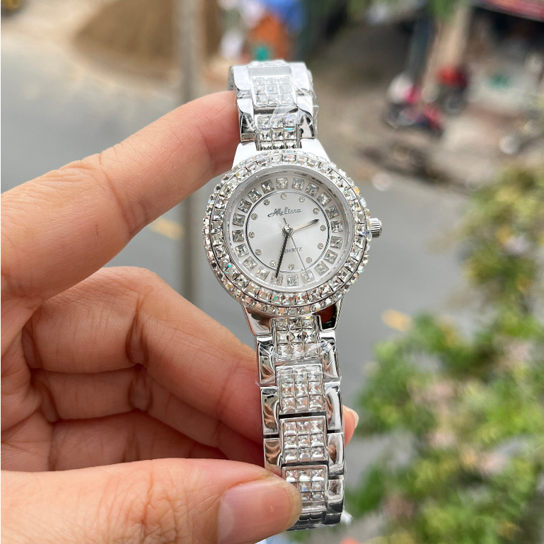 [DINO SHOP] Đồng Hồ Nữ MELISSA F6356 Full Đá Màu Silver Thép Không Gỉ Size 34mm Fullbox Hãng