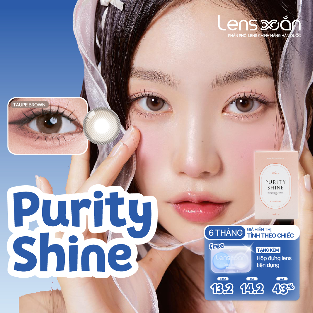 Kính áp tròng cận 6 tháng LENS XOẮN lens tự nhiên nâu có viền OLOLA PURITY SHINE TAUPE BROWN