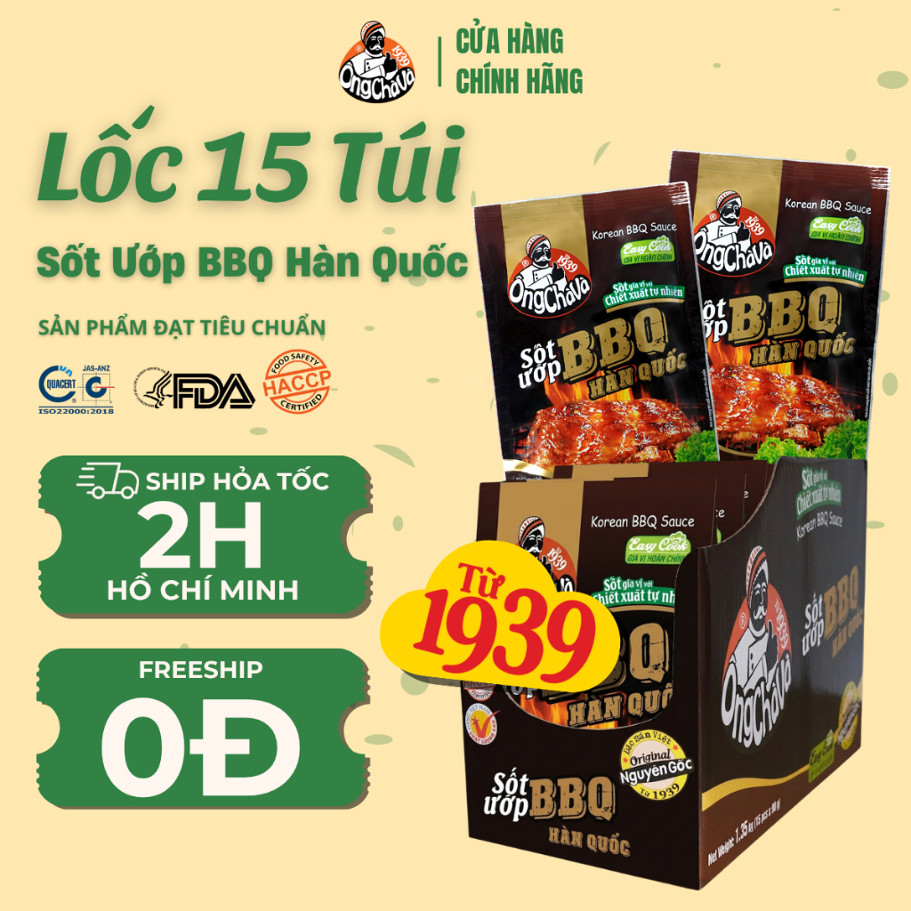 Lốc 15 Gói Sốt Ướp BBQ Hàn Quốc thương hiệu Ông Chà Và 90gr  - Hàng Chính Hãng (Korean BBQ Sauce)
