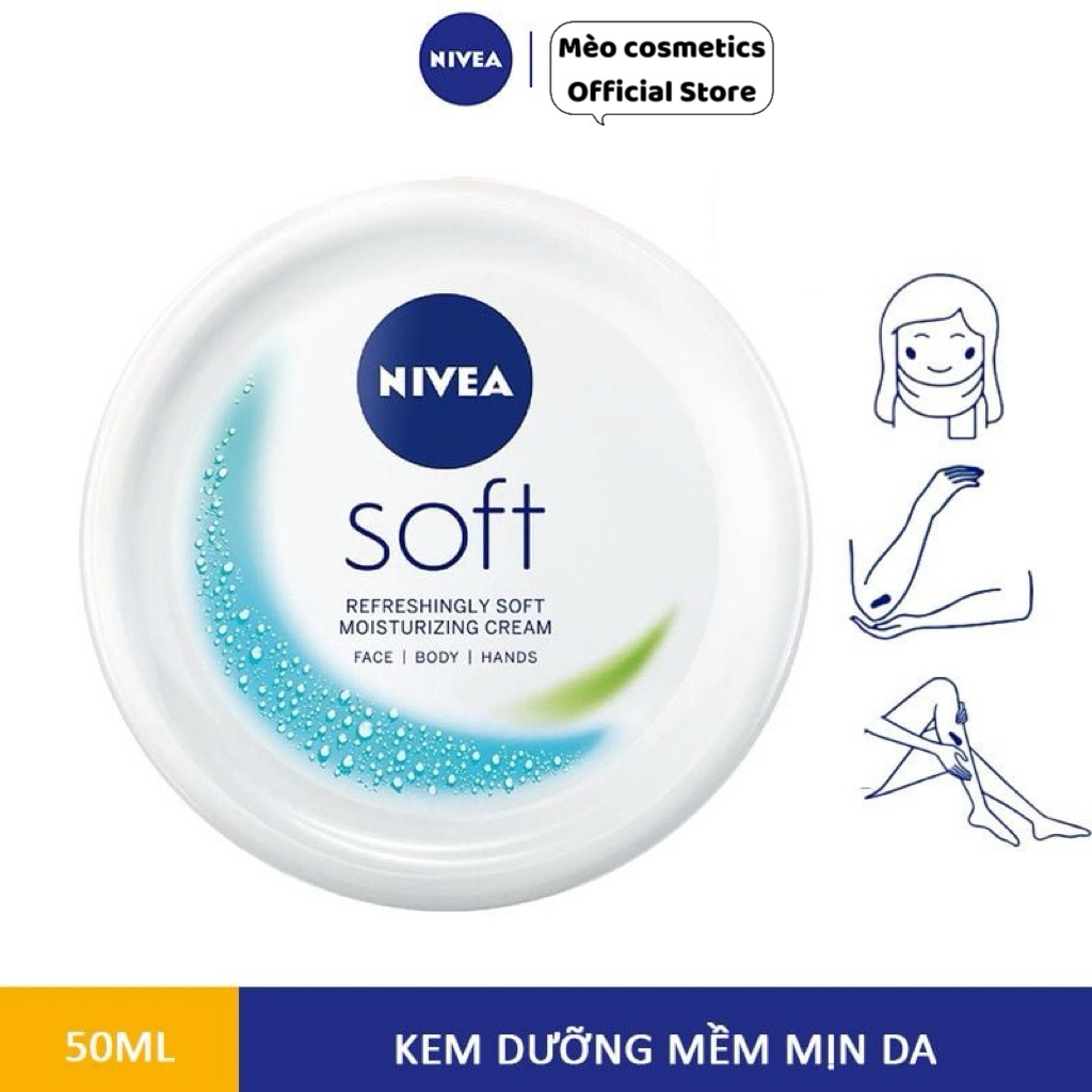[CHÍNH HÃNG] Kem Dưỡng Ẩm Nivea Hỗ Trợ Mềm Da Soft Refreshingly Soft Moisturizing Cream 50ml