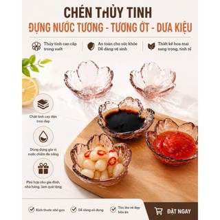 Combo Chén Thủy Tinh Nhỏ Đựng Nước Chấm, Sốt, Tương – Bát Thủy Tinh Đựng Đồ Chấm Hình HOA ANH ĐÀO