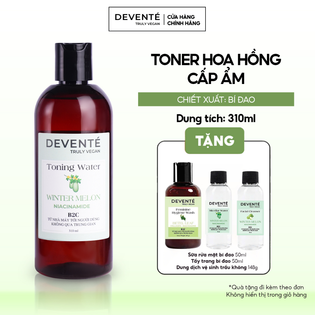 Toner Nước Cân Bằng Da Bí Đao Devente 310ml Thuần Chay