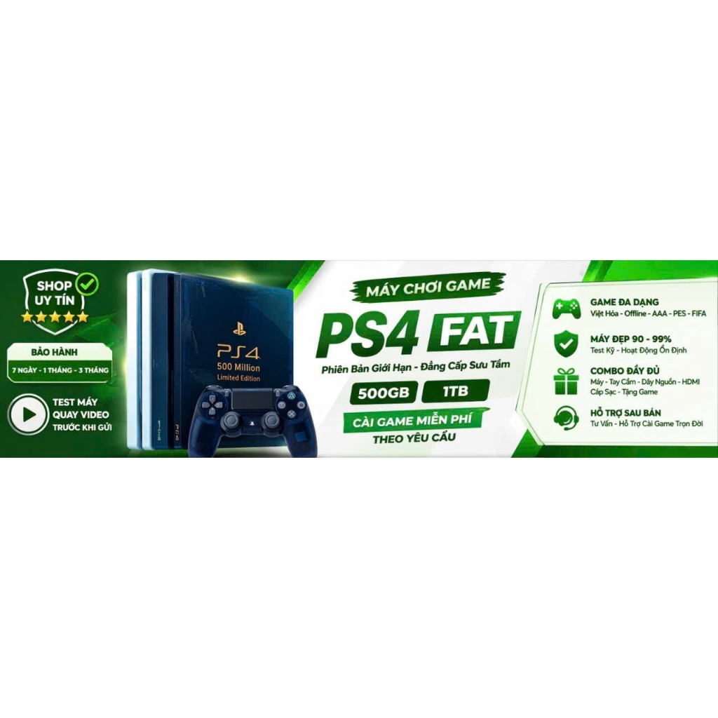 Máy PS4 FAT Slim Pro Hack 500GB 1TB Cài Game Miễn Phí Theo Yêu Cầu BH 3 Tháng