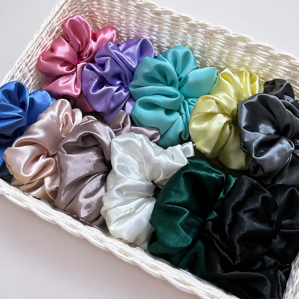 (Size To 15CM) Cột Tóc To Scrunchies Phi Lụa Trơn Nhiều Màu Size 15CM