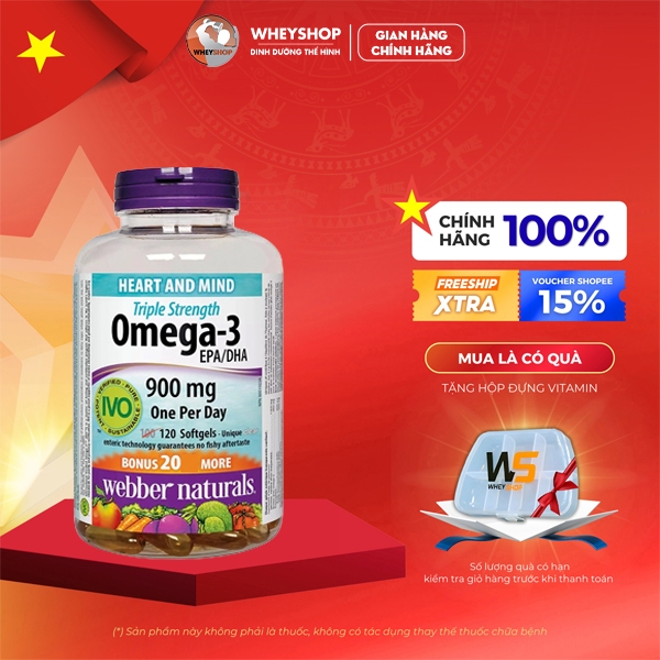 Viên uống bổ sung dầu cá - Omega 3 Triple Strength ( 120 viên ) - WHEYSHOP HCM
