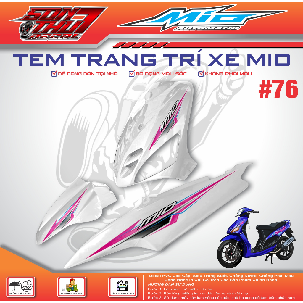 TEM XE MIO CLASSICO SPORT #76 (TEM IN 3 LỚP - SIÊU NÉT - SIÊU ĐẸP - SIÊU CUTE)