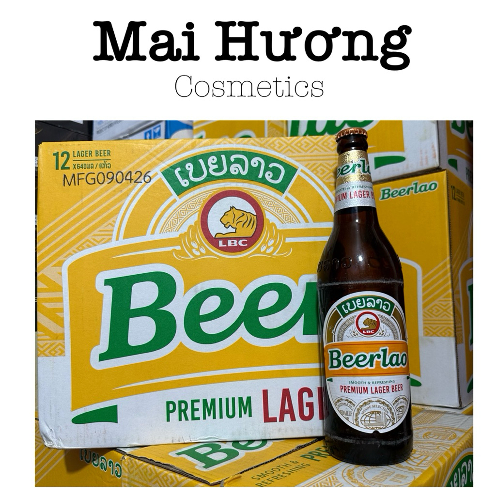 [Sẵn-Hoả tốc] Bia Lào Vàng Thùng 12 CHAI x 640ml  BeerLao Prenium Lager
