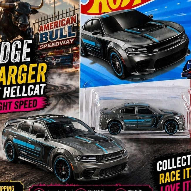 🏁 Xe Hot Wheels Dodge Charger Hellcat – Siêu Xe Cơ Bắp Mỹ | Số Lượng Có Hạn 🏁