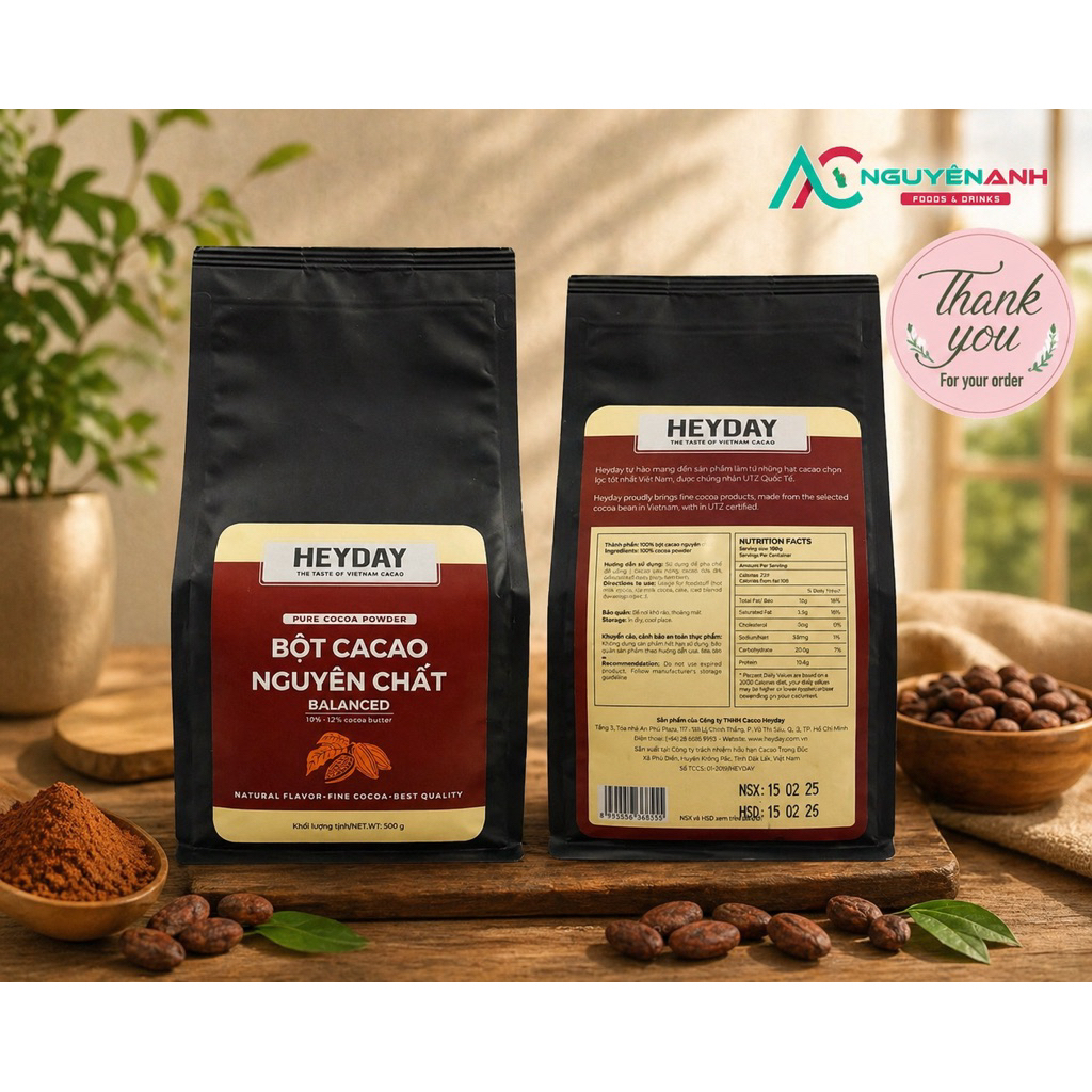 Bột Cacao Heyday Cacao Nguyên Chất - Dòng Balance thượng hạng
