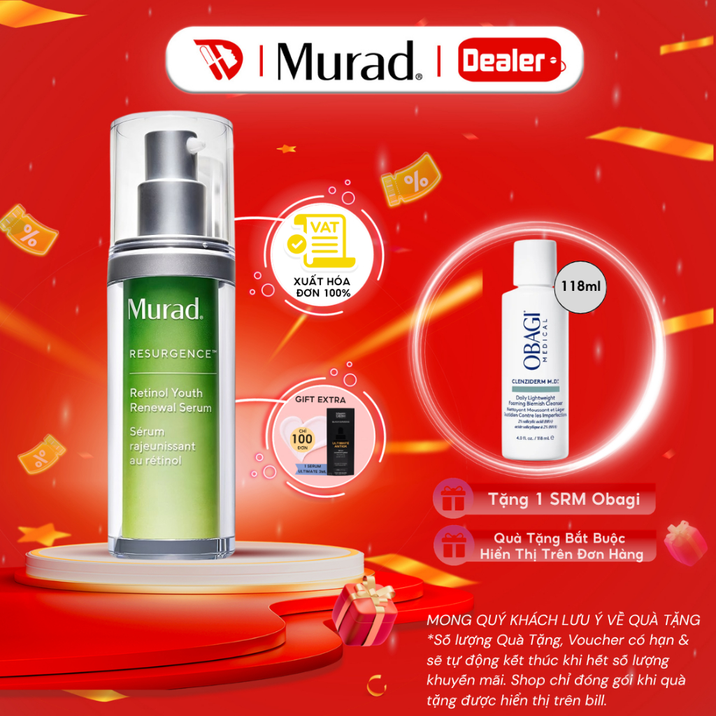 Tinh chất retinol Murad tái tạo da, chống lão hóa Murad Retinol Youth Renewal Serum 30ml