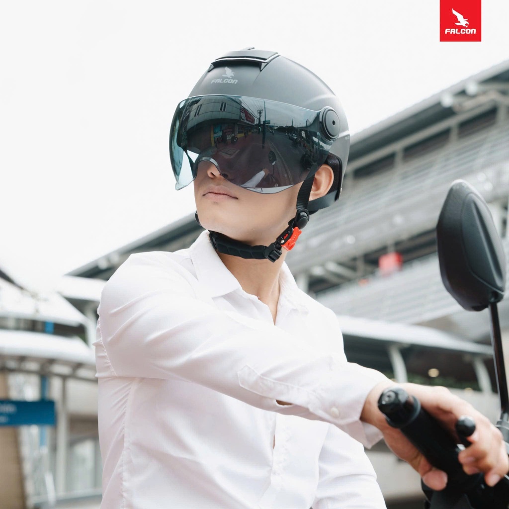 Nón Bảo Hiểm Nửa Đầu Có Kính POC Falcon F19 - ĐEN NHÁM