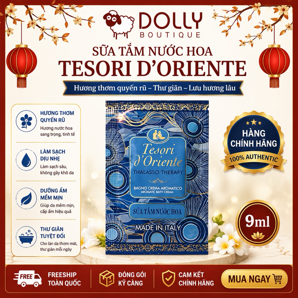Gói Sữa Tắm Nước Hoa Hương Tảo Biển Tesori D'Oriente Thalasso Therapy Bath Cream - 9ml | BigBuy360 - bigbuy360.vn