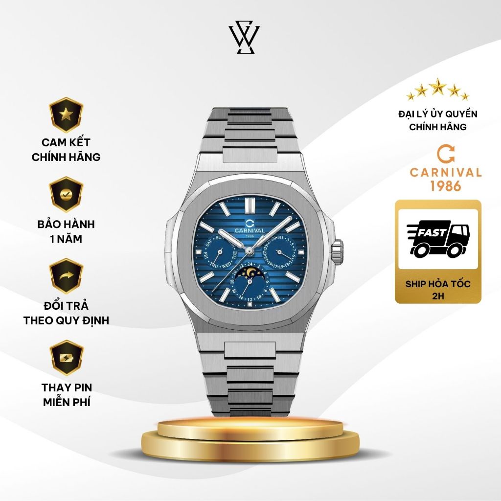Đồng Hồ Carnival Cơ / Automatic Nam 8179G-VT-X Mặt Kính Sapphire Size Mặt 41mm Chính Hãng - Watchsto
