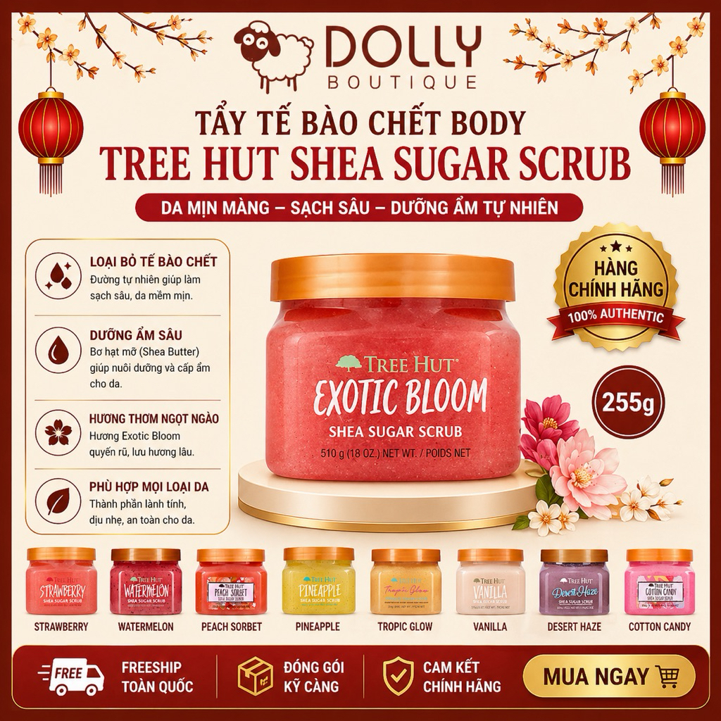 Tẩy Tế Bào Chết Body Tree Hut Shea Sugar Scrub Exotic Bloom 255g