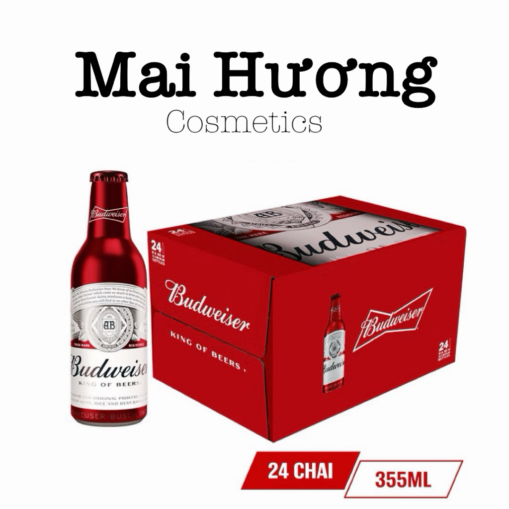 Sẵn -Hoả tốc] Thùng 24 Chai Aluminum Bia Budweiser x 355ml / chai