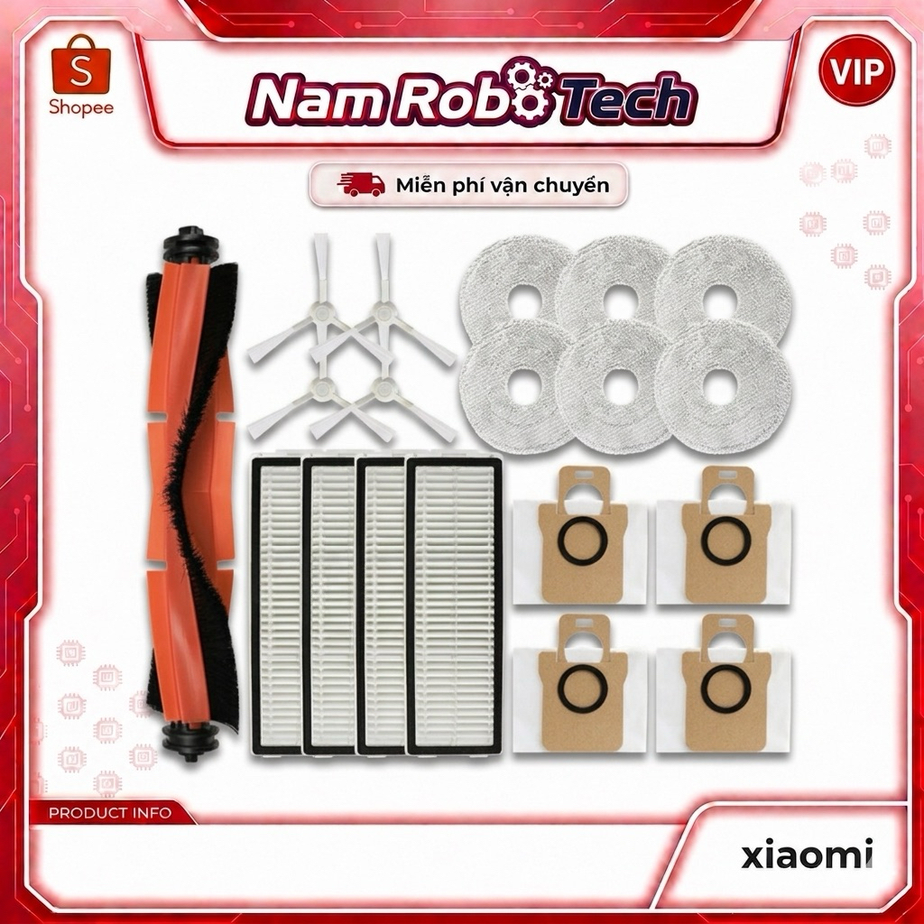 Phụ kiện robot hút bụi lau nhà Vacuum 5EU,  X20 Max/X20 Pro - Khăn lau, màng lọc, chổi cạnh thay thế