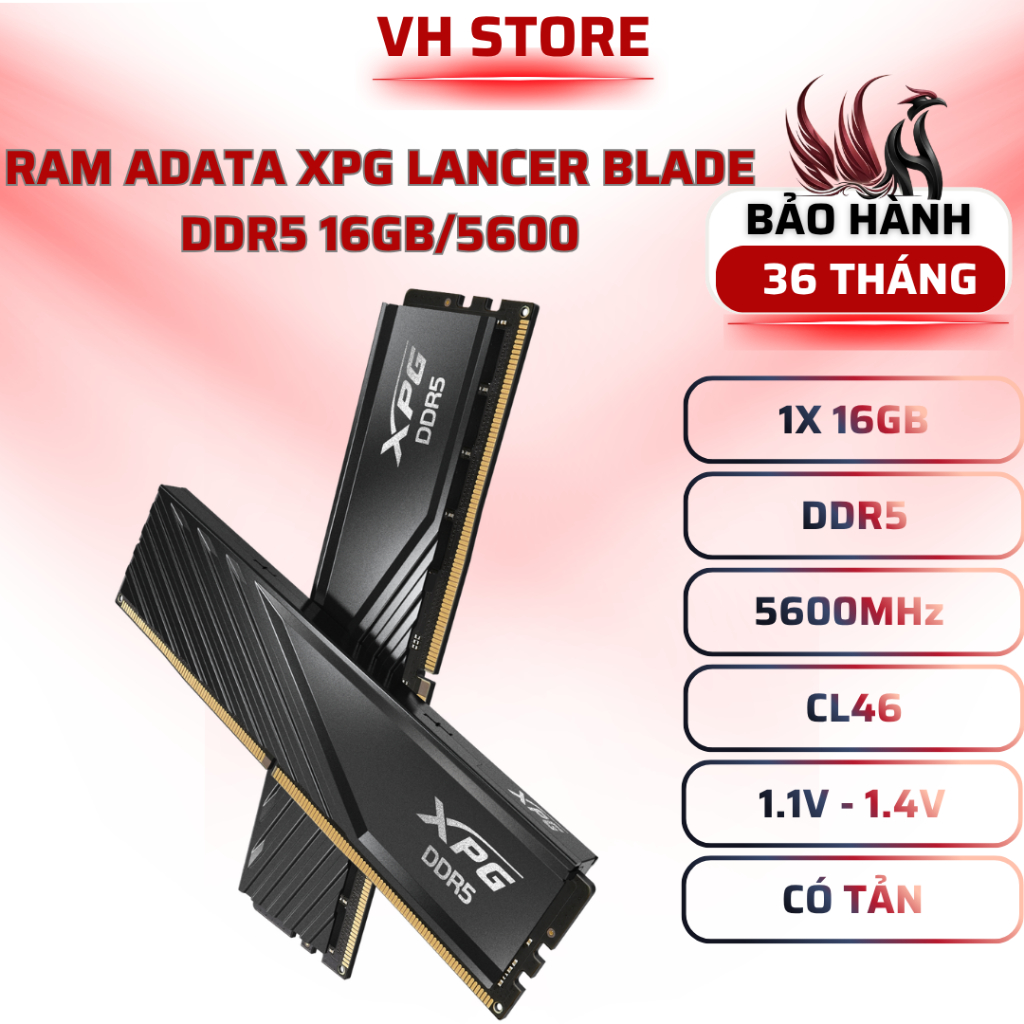 RAM XPG Lancer Blade 16GB DDR5 5600MHz - BẢO HÀNH 36 THÁNG - VHSTORE