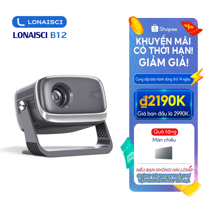 Lonaisci B12 Máy Chiếu 4K Kết Nối wifi Máy Chiếu Bluetooth Mini 4K Tự Động Lấy Nét Chỉnh Sửa Tự Động