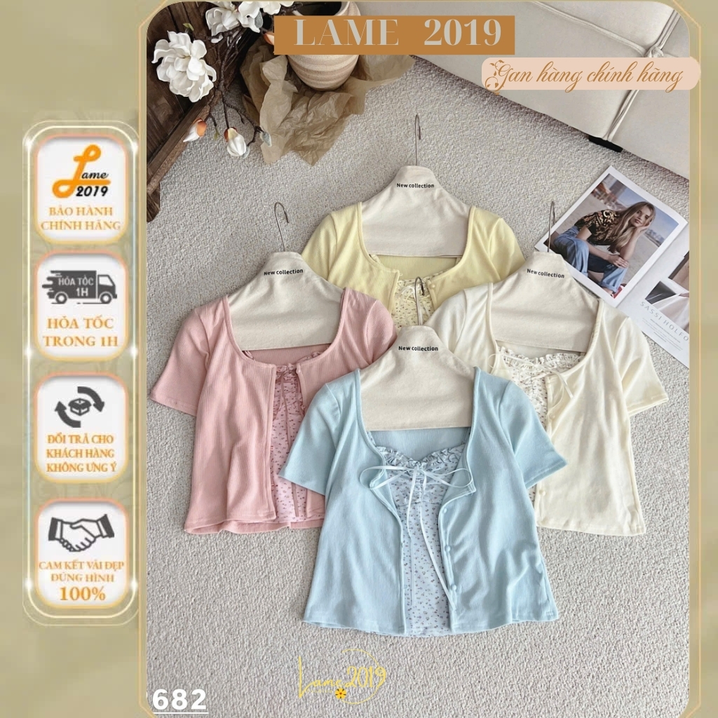 Set Áo Khoác Cardigan Len Tăm Phối Áo Hai Dây Hoa Nhí Nữ Tính Xinh Xắn Yame19
