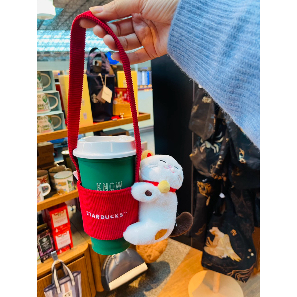 STARBUCKS TAIWAN - CUP HOLDER QUAI ĐỰNG LY MÈO ĐỎ