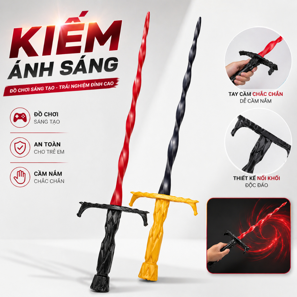 Kiếm Ánh Sáng Đồ Chơi Kiếm Xoắn Đẹp Mắt An Toàn Cosplay Quà Tặng