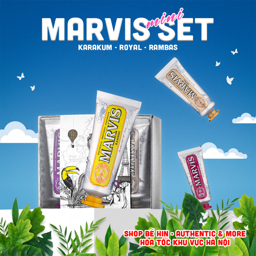 Set kem đánh răng Marvis Limited Mini Set 25ml phiên bản giới hạn Karakum, Rambas, Royal