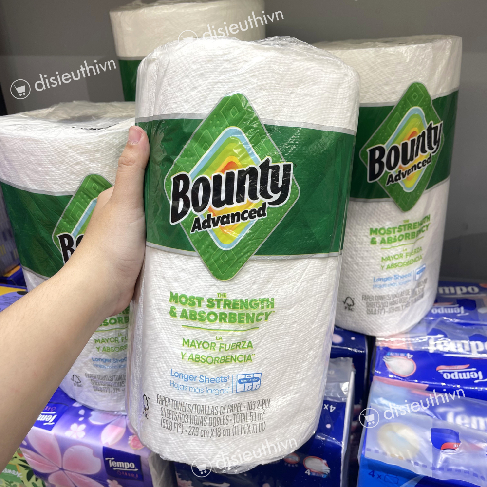Khăn giấy cuộn Bounty Advanced Mỹ 130 tờ lau bếp lau tay thấm dầu đa năng