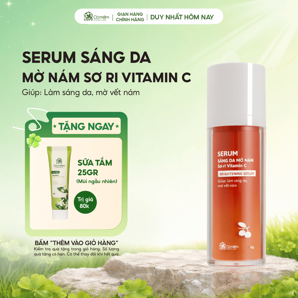 Serum Vitamin C Giúp Sáng Da Mờ Vết Nám Tàn Nhang Dưỡng Da Chiết Xuất Sơ Ri Cỏ Mềm 30gr