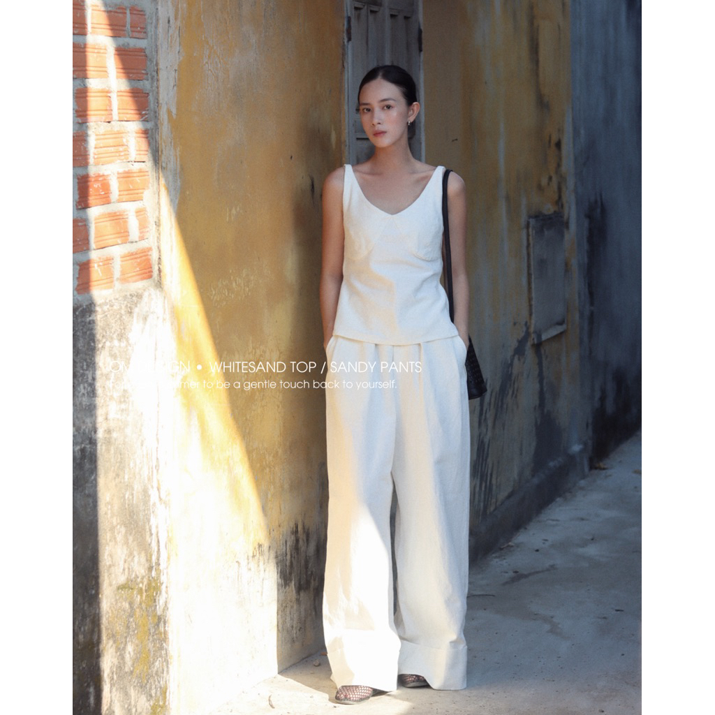 Quần linen dáng dài form suông gập gấu - Sandy Pants(+% phí sàn) - By OM Design