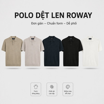 Áo Polo nam ROWAY Premium | Polo len trơn