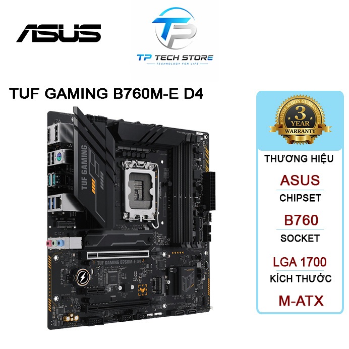 Bo Mạch Chủ Mainboard ASUS TUF Gaming B760M-E D4 | Mới, BH 36T