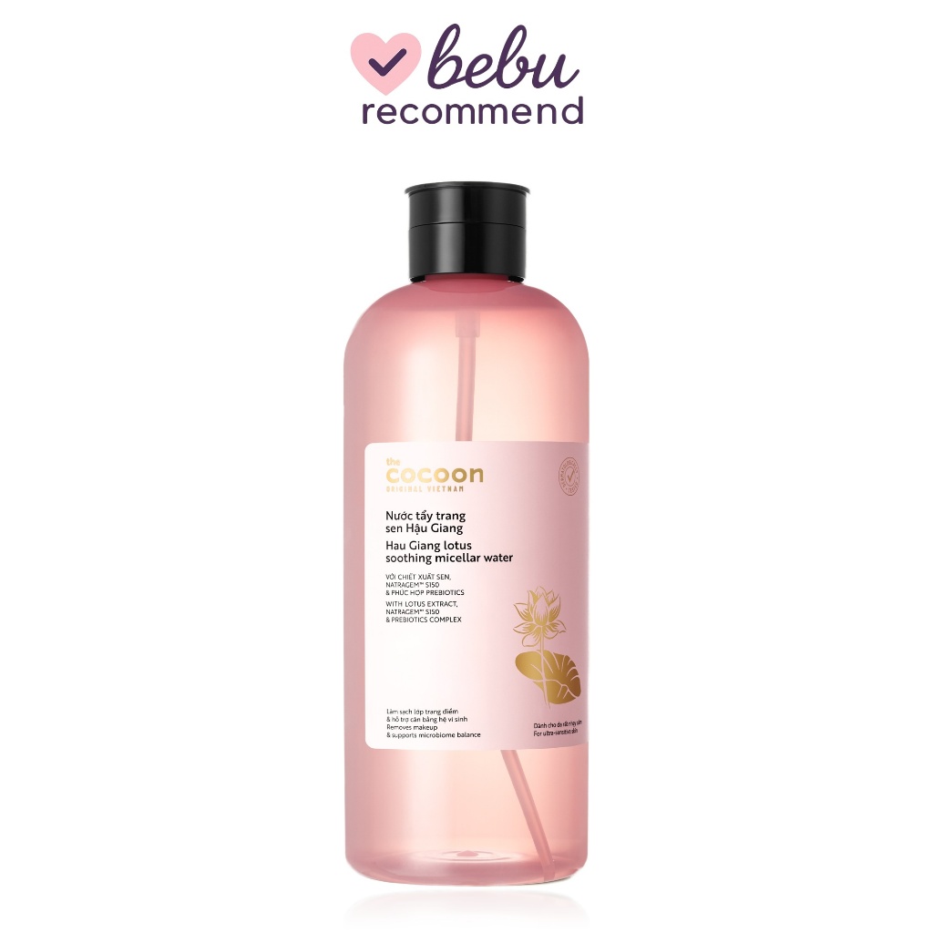 [B E B U] Nước Tẩy Trang Cocoon Sen Hậu Giang Cho Da Rất Nhạy Cảm 1000ml Hau Giang Lotus Soothing Micellar Water