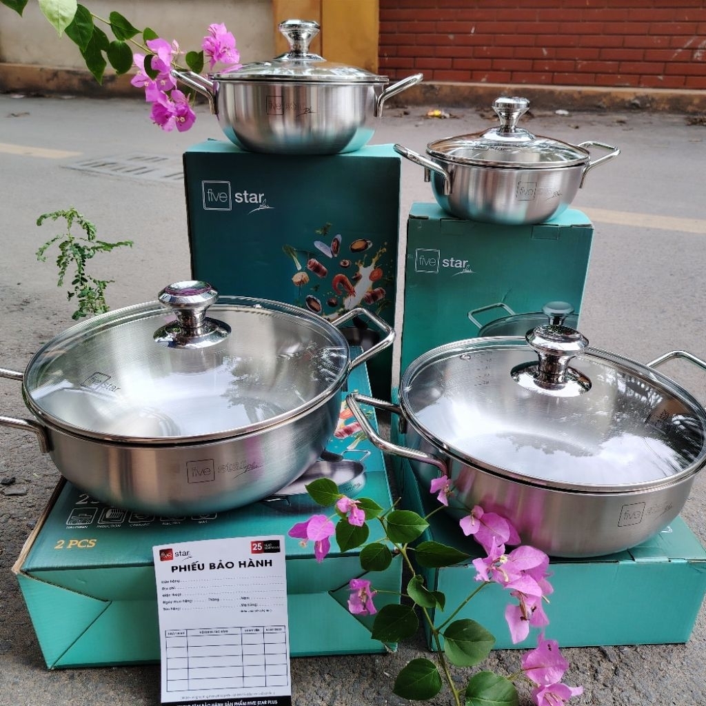 Nồi lẩu liền khối Fivestar, nồi inox 304 liền khối, nồi đa năng Fivestar siêu dày BH 25 năm, mọi bếp