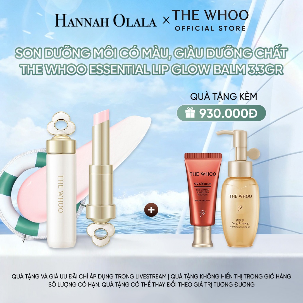 Hannah Olala Daily x Whoo x Son dưỡng môi có màu, giàu dưỡng chất The Whoo Essential Lip Glow Balm 3.3gr | BigBuy360 - bigbuy360.vn