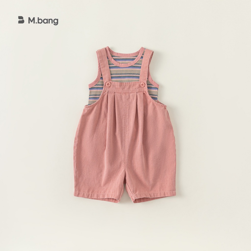 Set yếm áo bé gái Mbang màu hồng xinh xắn hàng thiết kế chất đẹp, Set yếm Mbang cho bé đi chơi đi họ