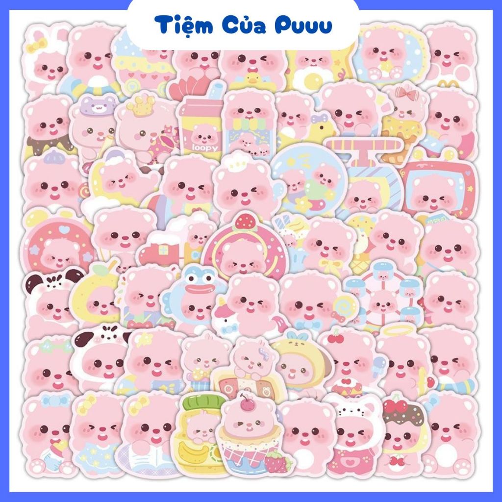 [Tặng Hộp Khi Mua 200 Hình] Sticker Miếng Trang Trí Loopy Sổ Tay Đồ Dùng Tiệm Của Pu