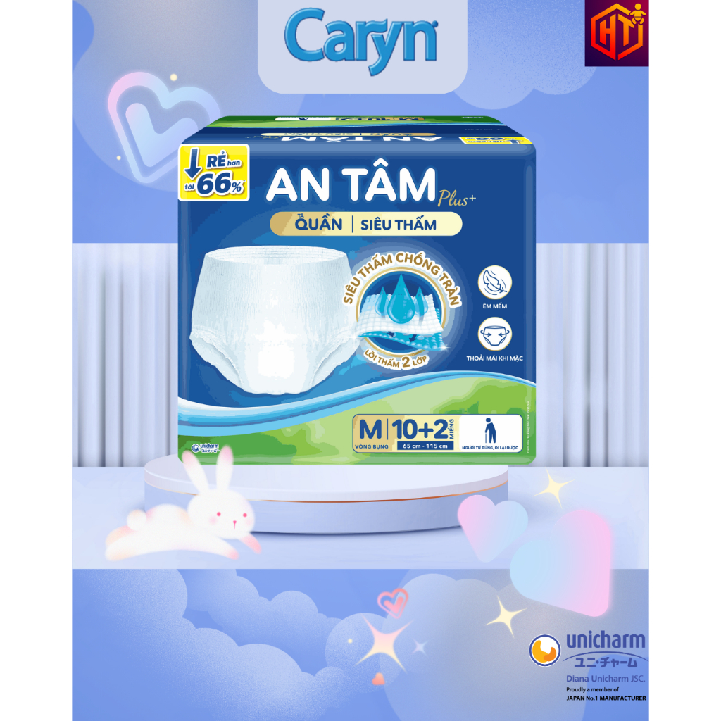 Tã quần người lớn An Tâm Plus+ siêu thấm đầy đủ size M12/L12/XL12