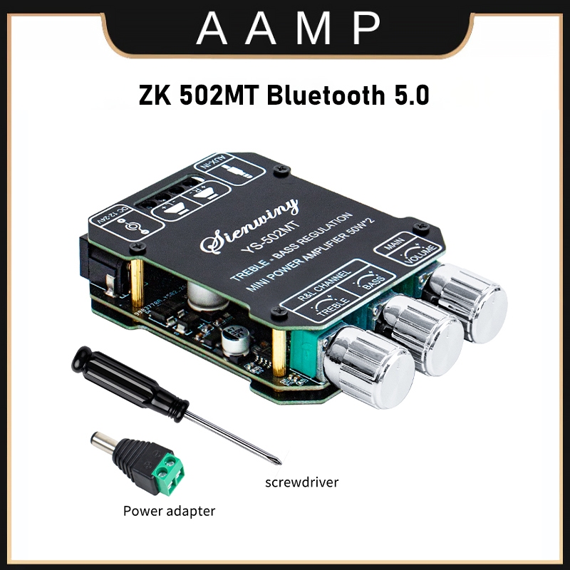 【Hồ Chí Minh】Bộ Khuếch Đại Âm Thanh mini ZK 502MT bluetooth 5.0 2x50W mạch 2.1