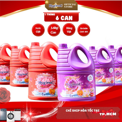 [1 Thùng] Combo 6 Can nước giặt đậm đặc HygienC - Khối lượng 3.6Kg - CB636