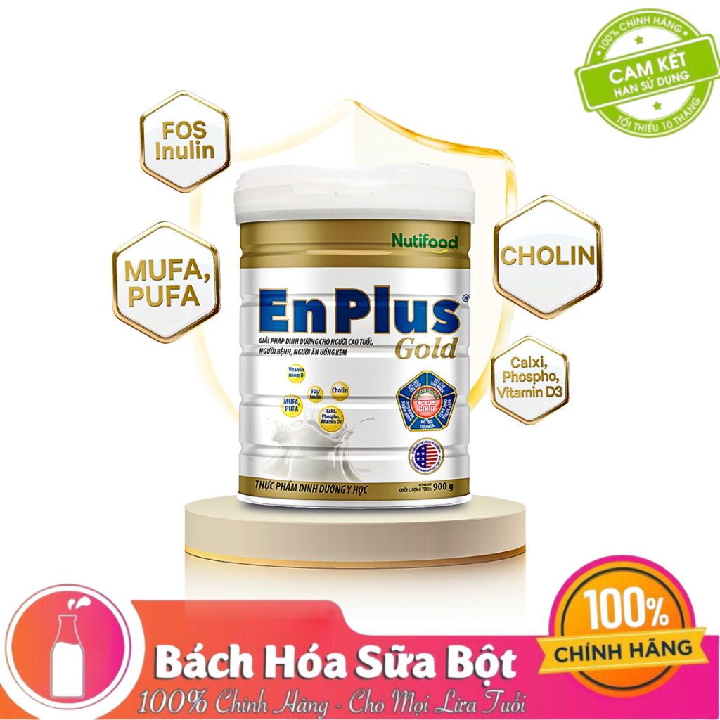 Sữa Bột Dành Cho Người Cao Tuổi EnPlus Gold (900g) - Nutifood, Dinh Dưỡng Y Học