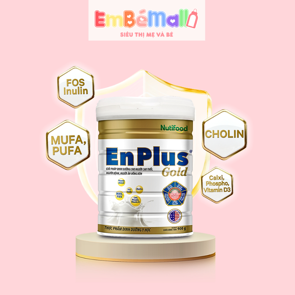 Sữa Bột Dành Cho Người Cao Tuổi EnPlus Gold (900g) - Nutifood, Dinh Dưỡng Y Học